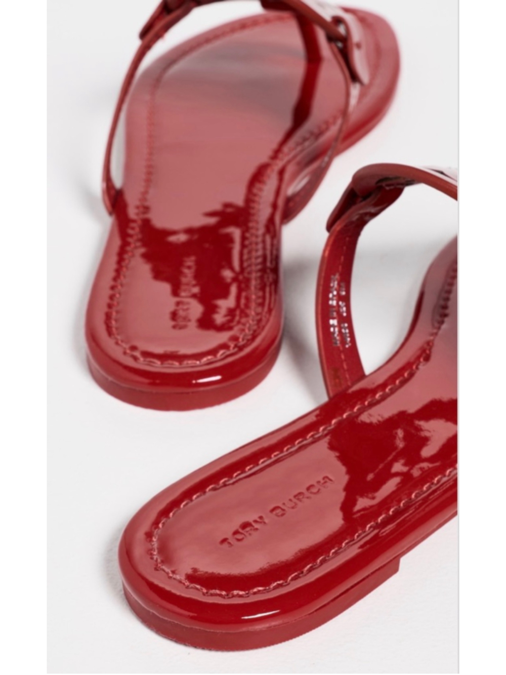 Tory Burch Red Patent Leather Miller Sandals Size 7.5 - Picture 3 of 6